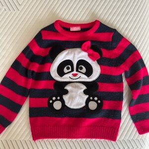 Pink and Black Striped Panda Sweater